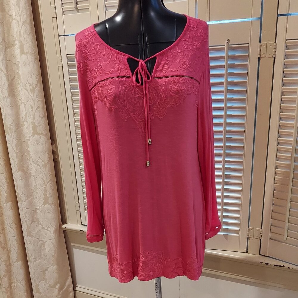 Rafaela Salmon Stretch Embroidered Tunic Top Size S